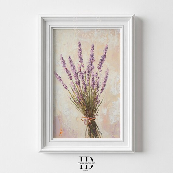 Lavender Bouquet Tied Ribbon Provence Floral Impressionist Print