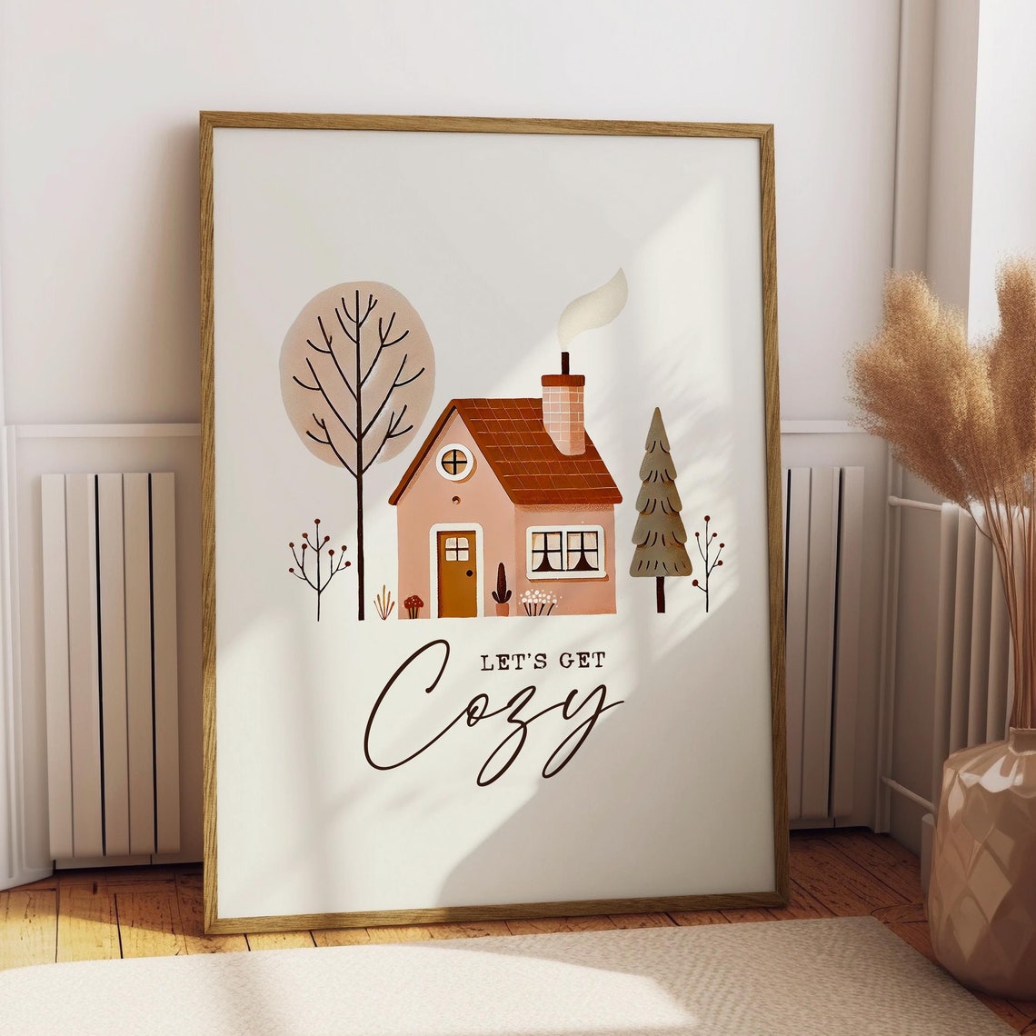 Lets Get Cozy Fall Cottage House Rustic Autumn Home Decor Poster