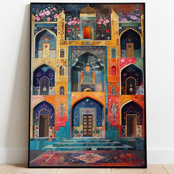 Persian Turkish Monument Painting Mughal Wall Art For Living Room Decor Instant Travel Poster