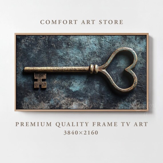 Valentines Day Frame Tv Art Frame Tv Rustic Heart Key Frame Tv Vintage Valentines Antique Painting Moody Romantic Gift Home Dcor Tv