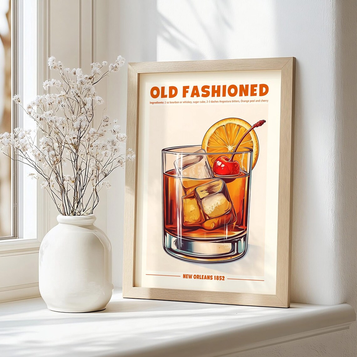 Old Fashioned Cocktail Retro Drink Sign Art Print - Image 8