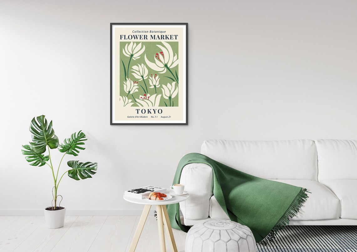 Flower Market Tokyo Botanical Exhibition Poster White Tulips - Image 2