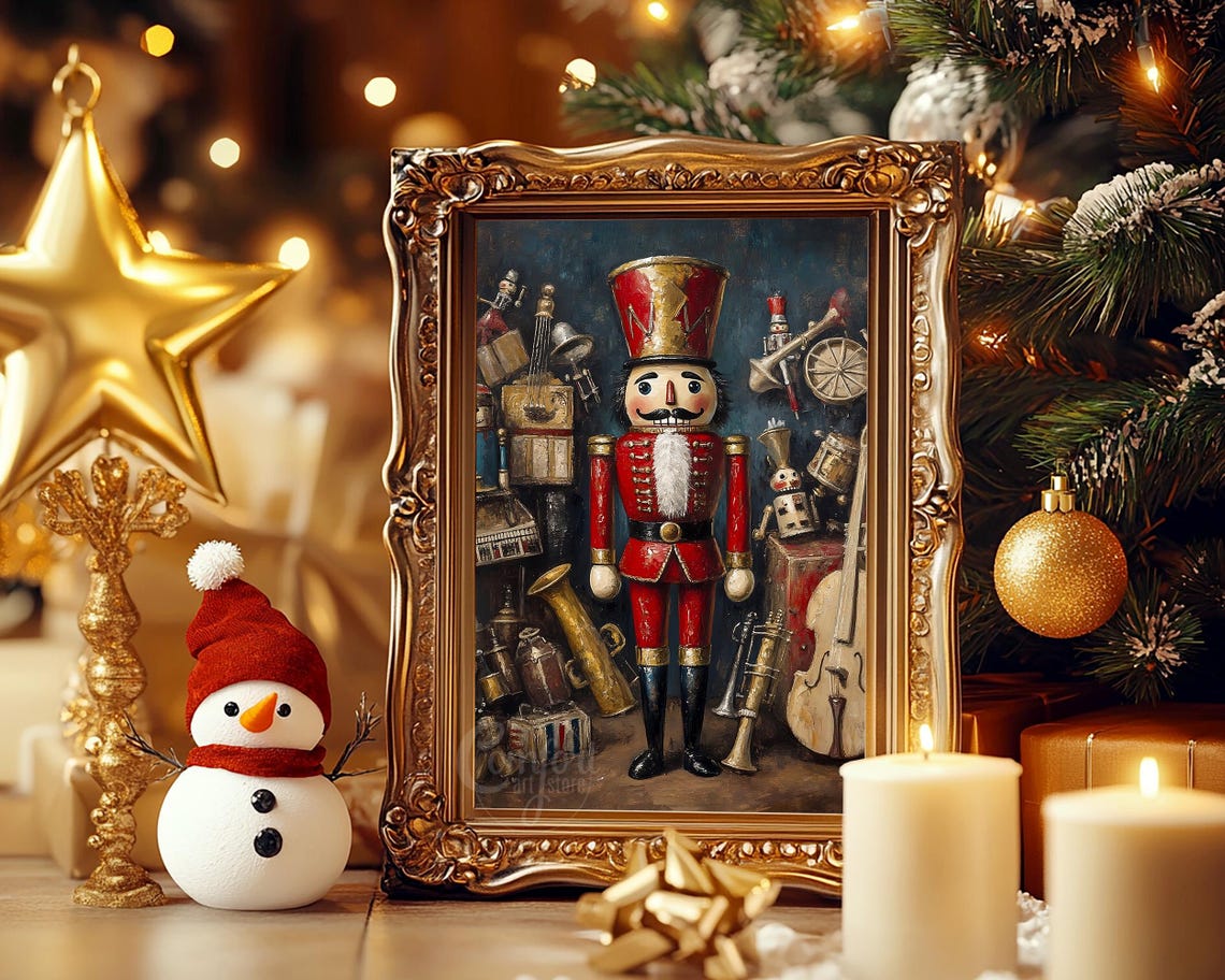Nutcracker Soldier Surrounded by Vintage Brass Instruments Wall Art - Image 8