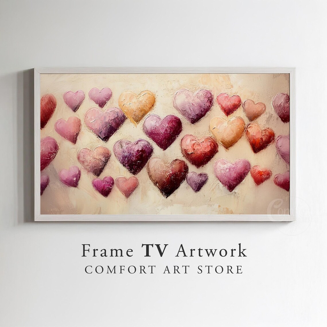 Ombre Jewel Tone Hearts Oil Painting Valentines Day Decor Poster - Image 2