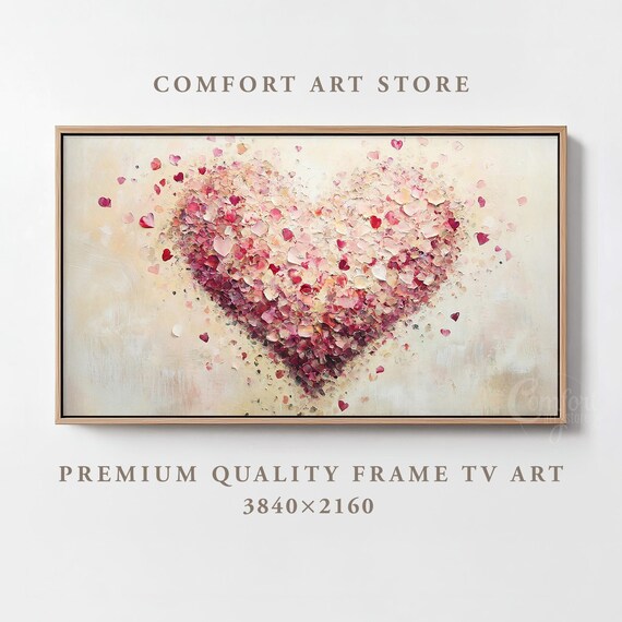 Valentines Day Frame Tv Art Frame Tv Red Pink Heart Frame Tv Vintage Valentines Holiday Painting Moody Romantic Gift Home Dcor Tv