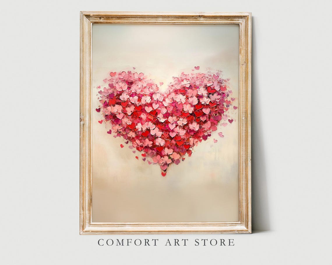 Heart Of Tiny Red Pink Hearts Floating Romantic Valentine Wall Poster