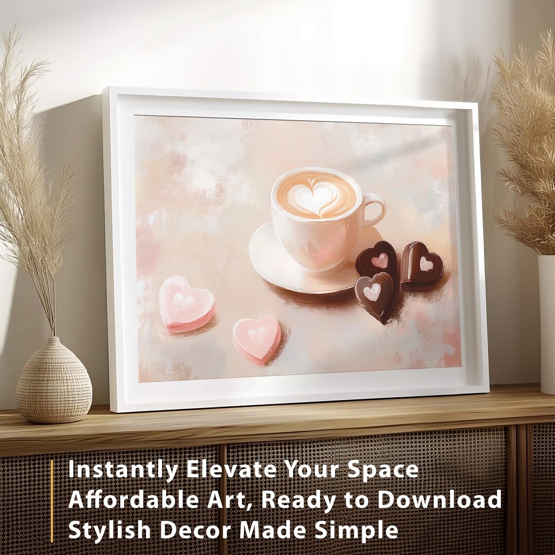 Vintage Heart Coffee Valentines Day Art Print - Image 3