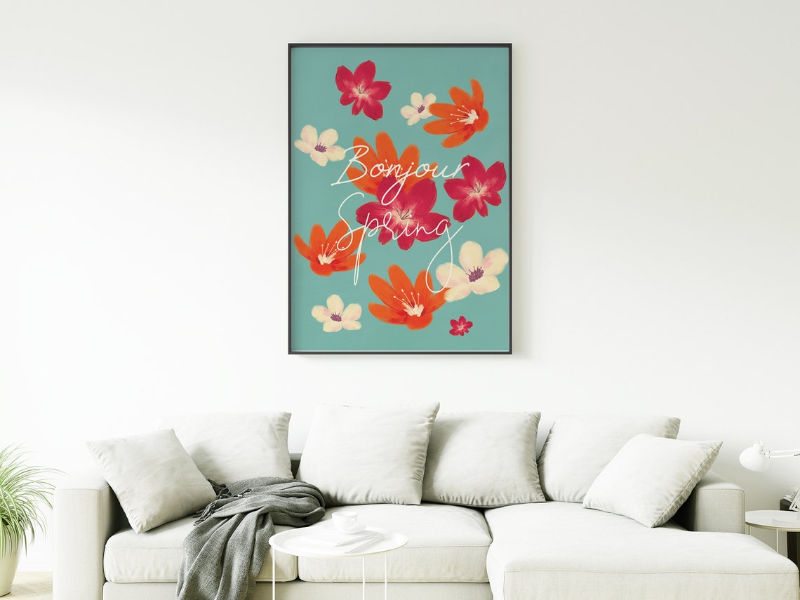 Bonjour Spring Botanical Wall Art Print - Image 2