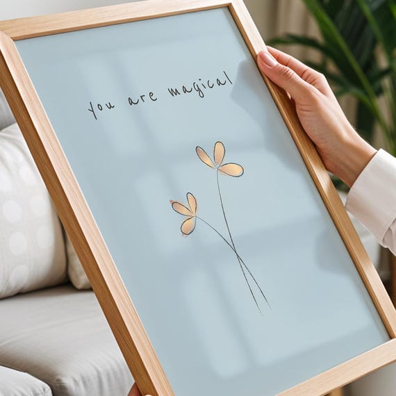 Minimalist Flower Wall Art Print Inspirational Quote Poster Modern Botanical Home Decor Positive Affirmation Gift