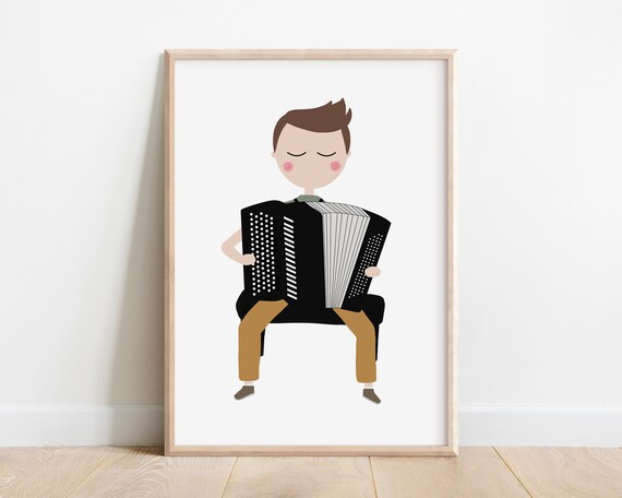 Accordion Player Boy Art Print Accordion Player Gift Accordion Illustration Accordion Print Accordion Art Accordion Poster