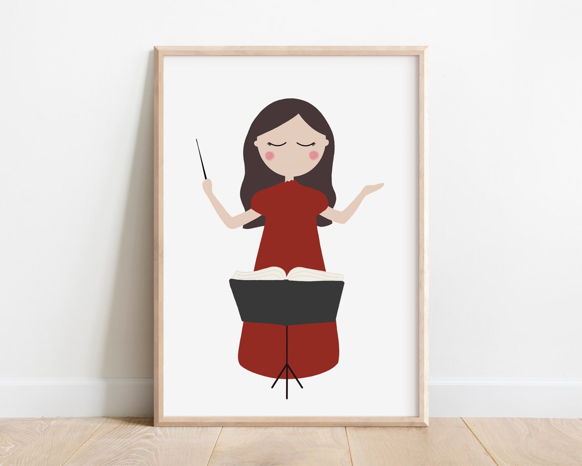 Music Conductor Girl Art Print Music Conductor Print Music Conductor Gifts Music Classroom Poster