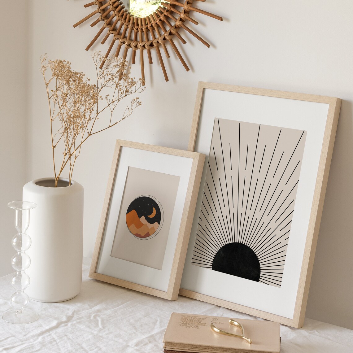 Black Sunburst Mid Century Modern Abstract Art Print - Image 3