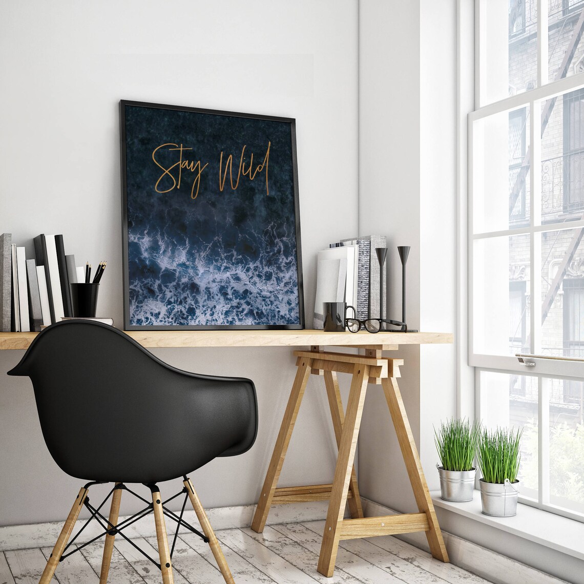 Stay Wild Ocean Quote Art Print, Coastal Style - Image 3