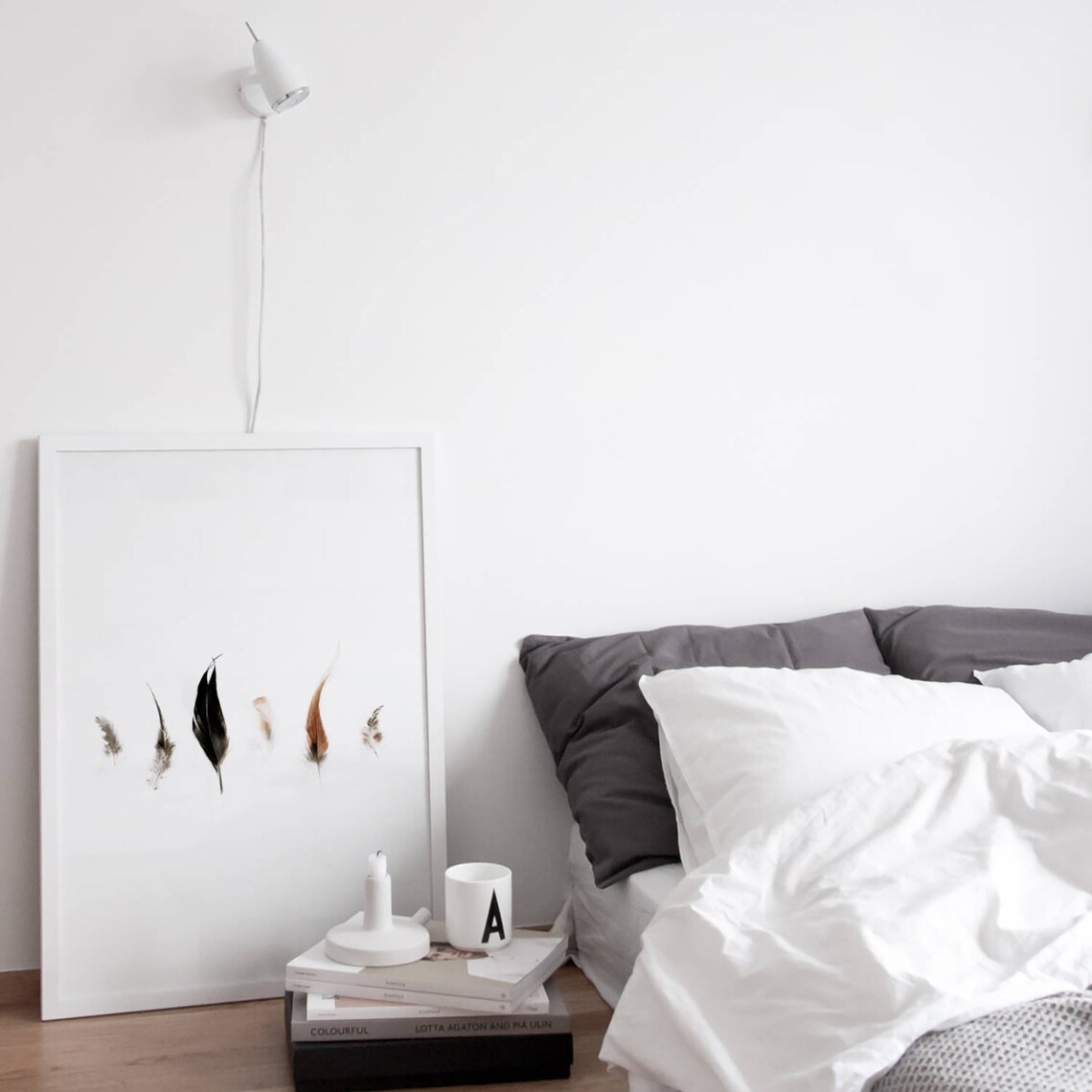Six Floating Feathers Minimalist Nature Photography Art Poster - Image 3
