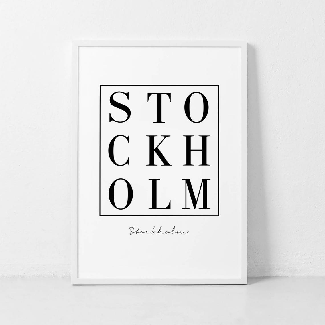 Stockholm Bold Serif City Typography Graphic Wall Sign Poster