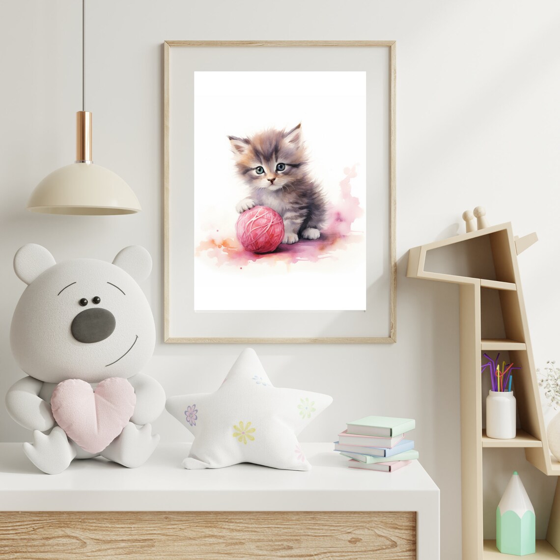 Watercolor Kitten Painting, Nursery Wall Art - Image 5