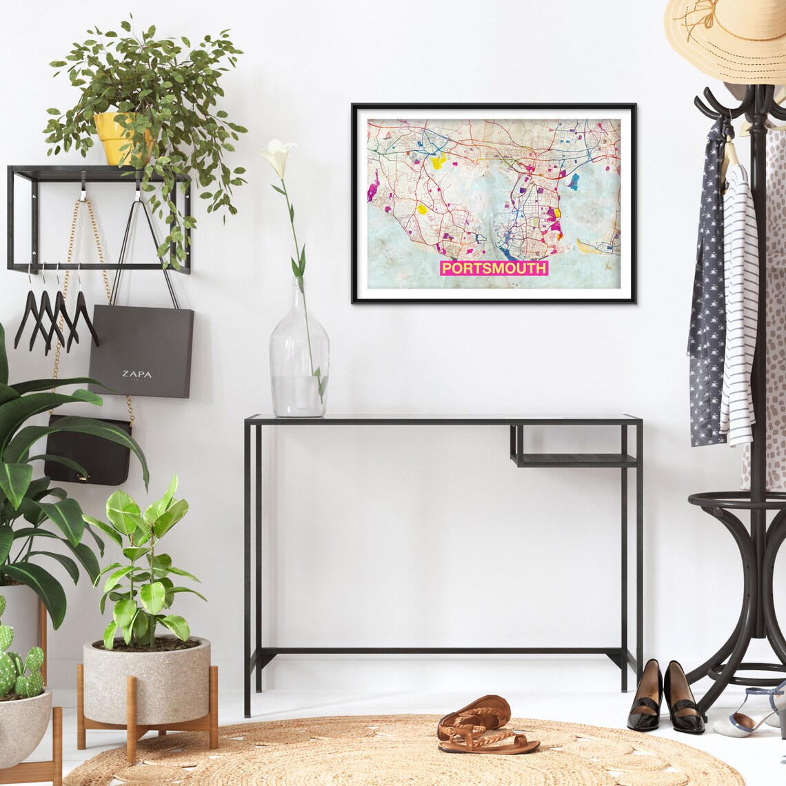 Portsmouth England Street Map Poster Colorful Watercolor City Map Art - Image 2
