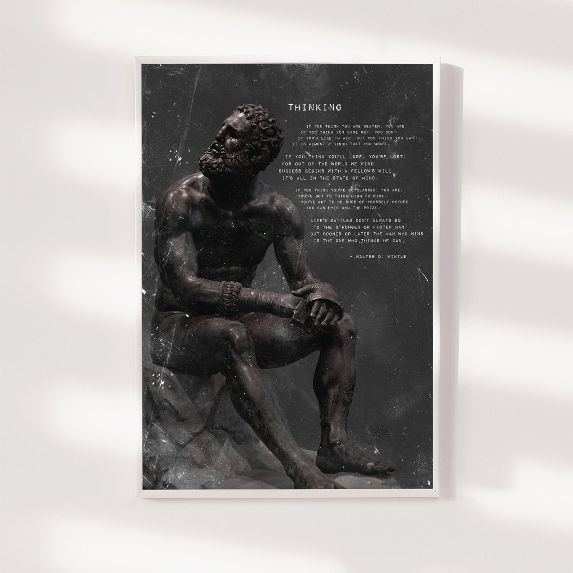Thinking Poem Boxer Statue Motivational Grit Mindset Art Poster - Image 4
