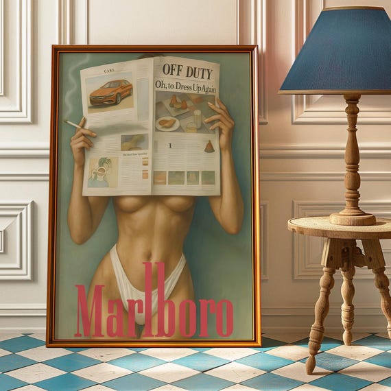 Vintage Cigarette Western Poster Print Retro Marlboro Art Model Bikini Preppy Posters