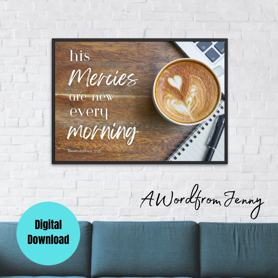 Lamentations 323 His Mercies Are New Every Morning Bible Verse Scripture Office Wall Art Decor Jesus Gift For Her Him Coworker