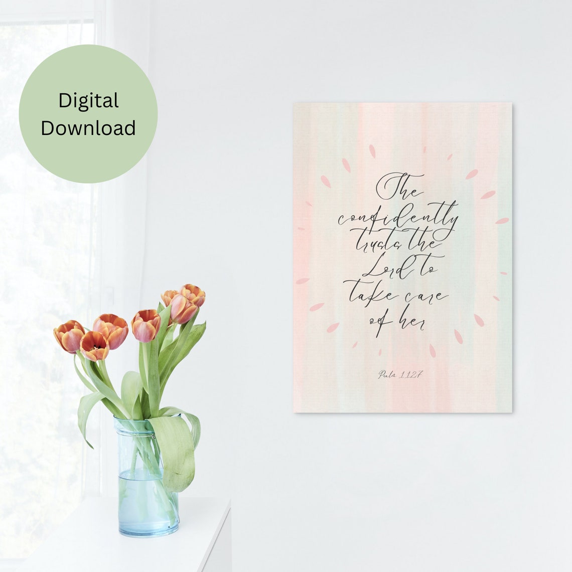 She Confidently Trusts the Lord Psalm 112 7 Pastel Scripture Poster - Image 2