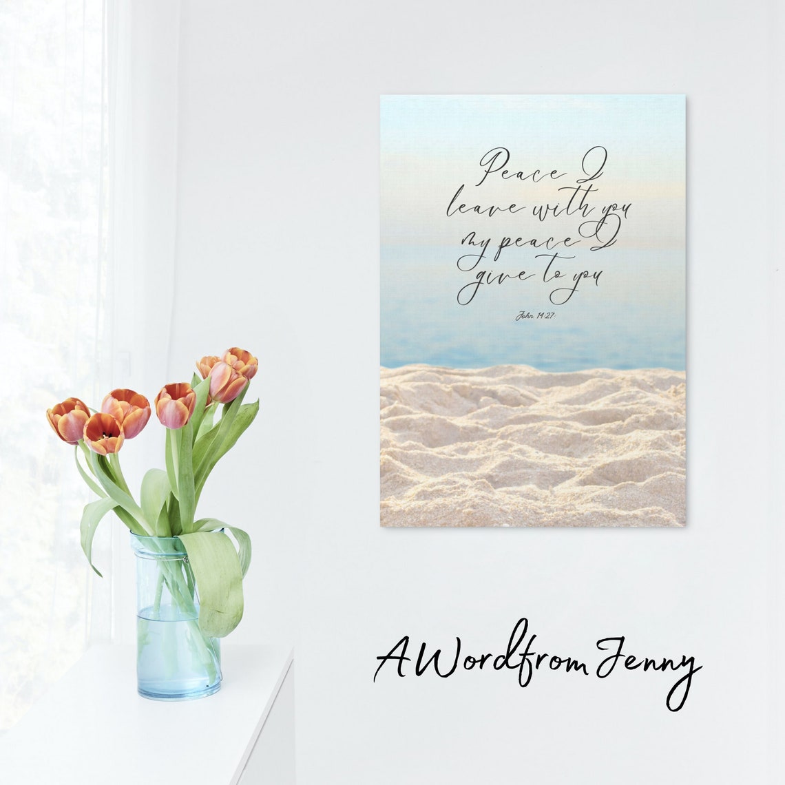 John 1427 Peace I Leave With You My Peace I Give To You Jesus Word Bible Verse Scripture Wall Art Gospel Gift - Image 2