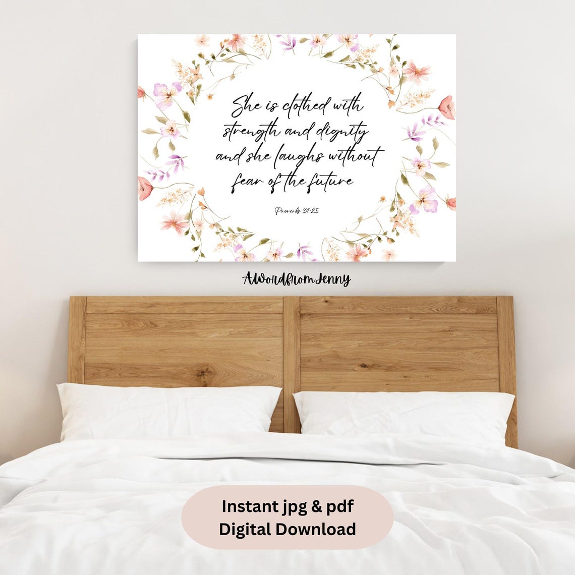 Proverbs 3125 Christian Scripture Bible Verse Home Nursery Girls Room Decor Wall Art Housewarming Gift For Her Instant - Image 3