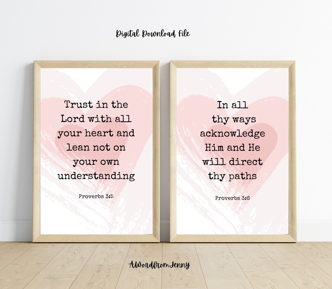 Proverbs 3:5-6 Scripture Verse Art Print - Image 2