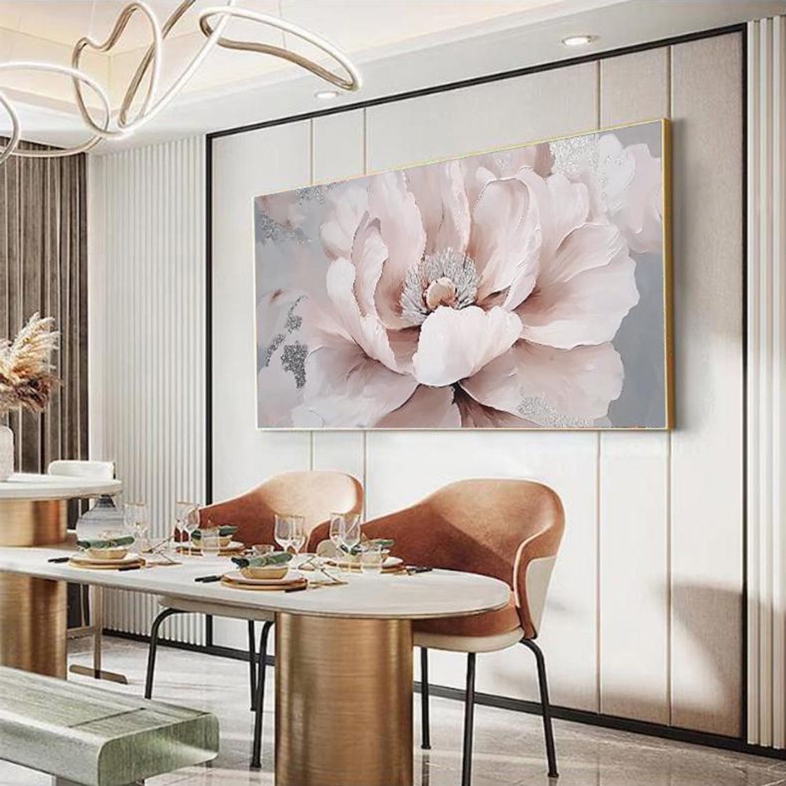 Giant Blush Pink Peony Close Up With Silver Sparkle Detail Poster - Image 4