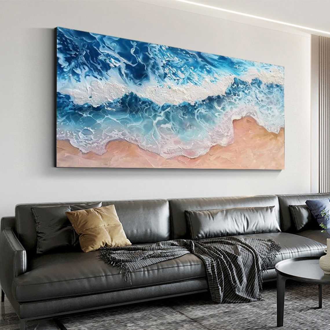 Stunning Aerial View of Waves Breaking on Pink Sand Beach Poster - Image 5