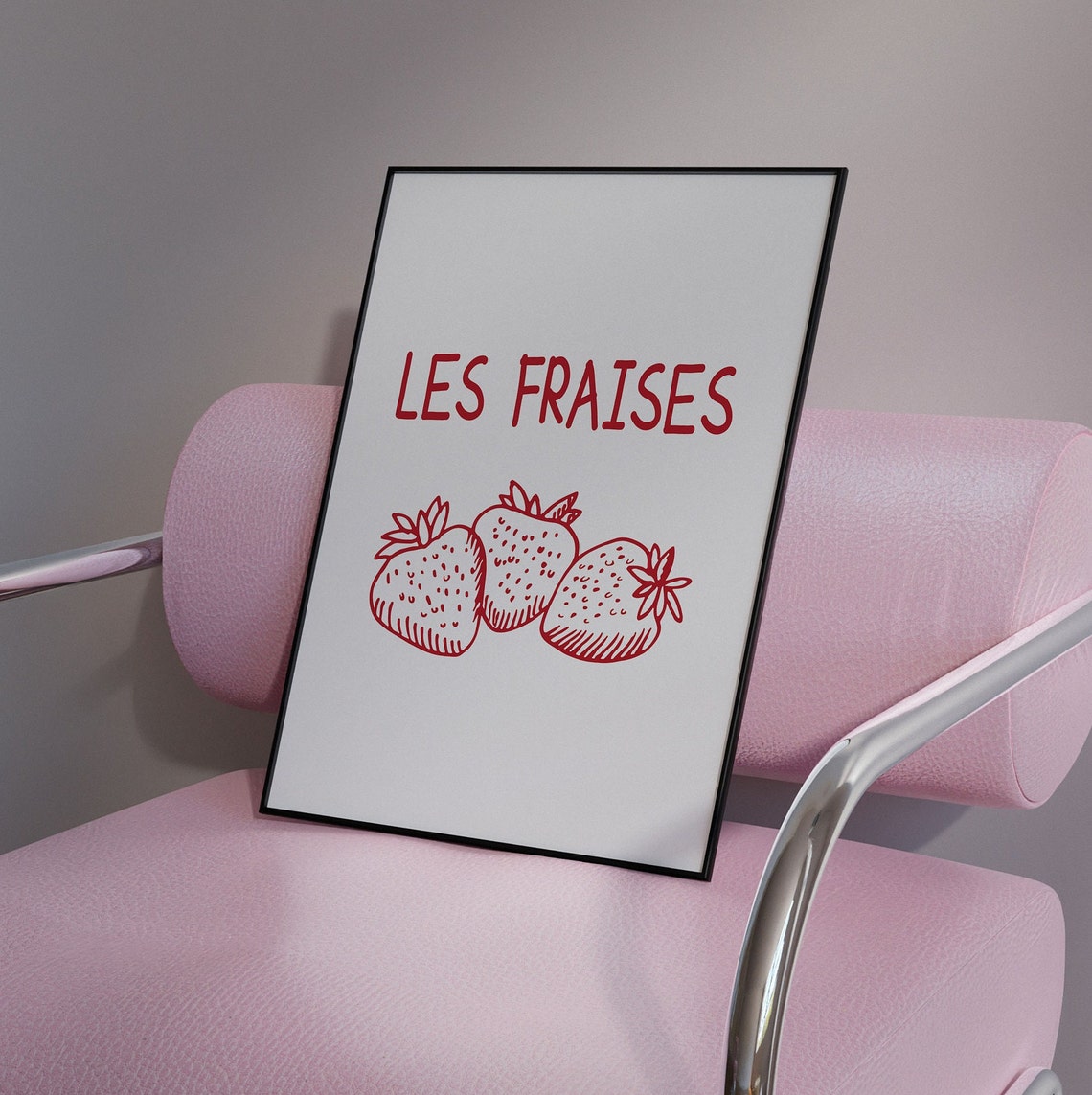 Les Fraises Strawberry Poster Art Print French Kitchen Decor Vintage Kitchen Fruit Wall Art Print Retro France Art Print French Art Print - Image 2