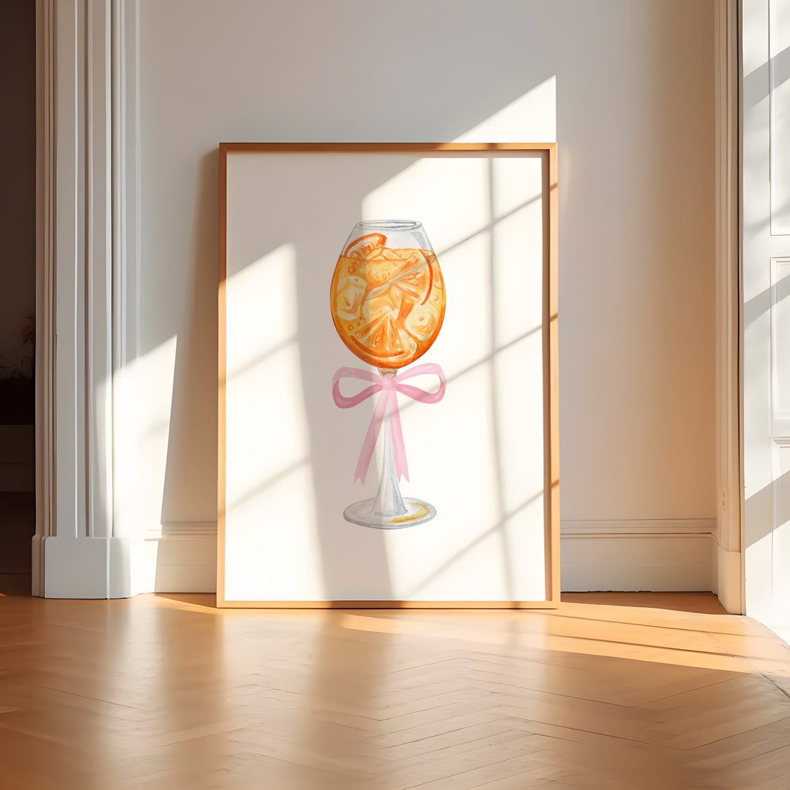 Aperol Spritz Cocktail Glass With Pink Bow Coquette Bar Poster - Image 4