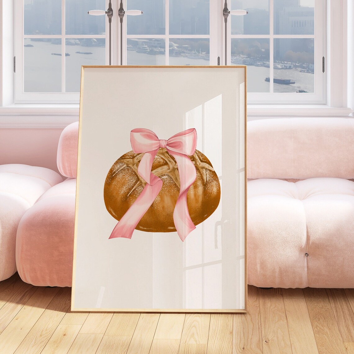 Pink Bow Glazed Pastry Watercolor Coquette Kitchen Art Print - Image 3