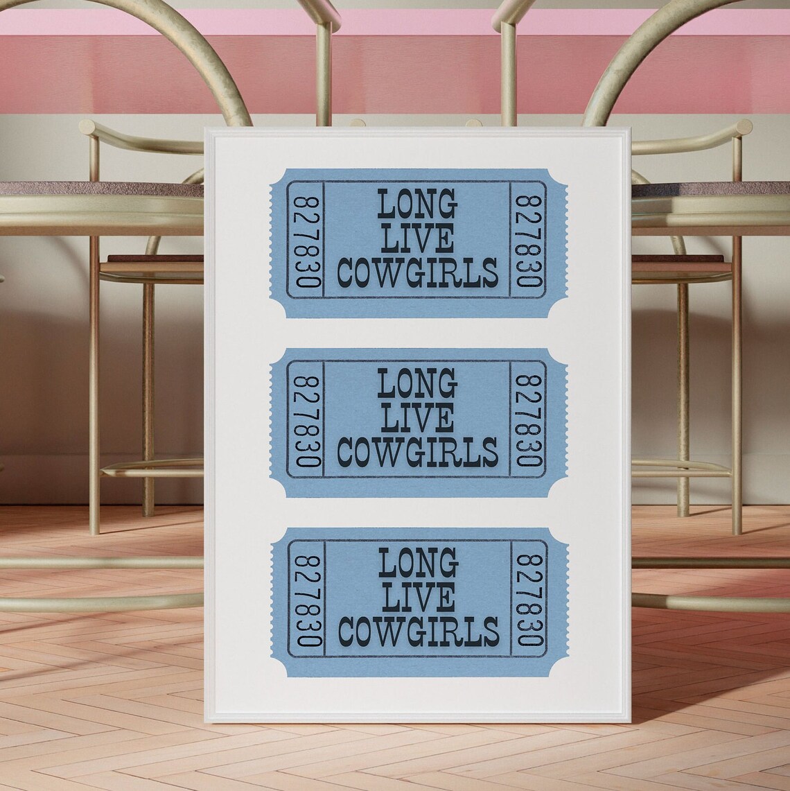Long Live Cowgirls Blue Retro Ticket Stub Western Decor Poster - Image 3
