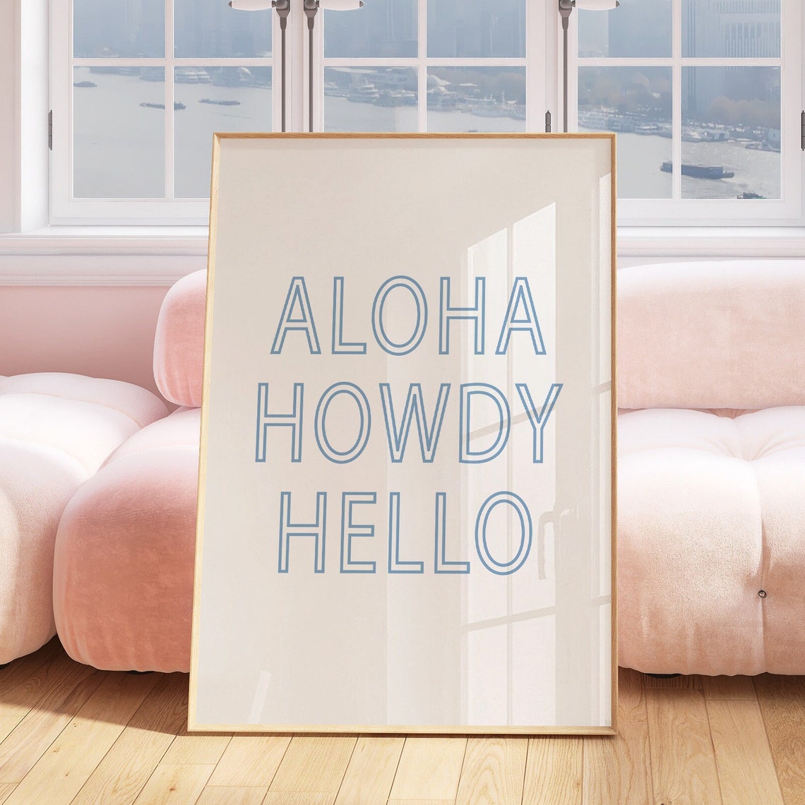 Aloha Howdy Hello Trendy Cowgirl Coastal Wall Art Cowgirl Coastal Blue Western Inspired Wall Art Trendy College Gallery Wall Art Poster - Image 2
