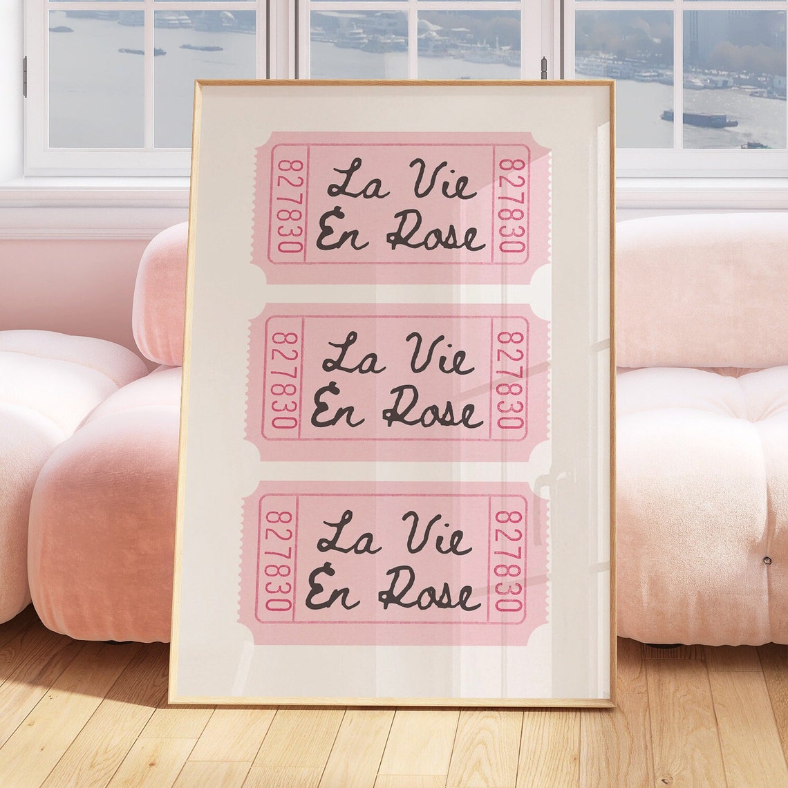La Vie En Rose Pink Ticket Stub Trio Romantic Illustration Wall Art - Image 4