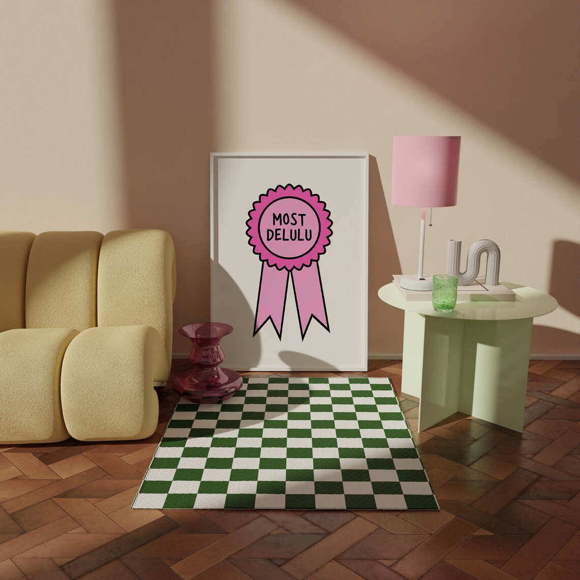 Most Delulu Pink Prize Ribbon Funny Quote Girly Room Decor Poster - Image 2