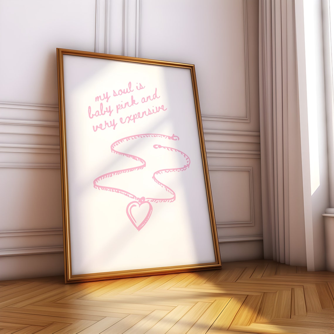 Baby Pink And Very Expensive Script Pearl Necklace Charm Poster - Image 4