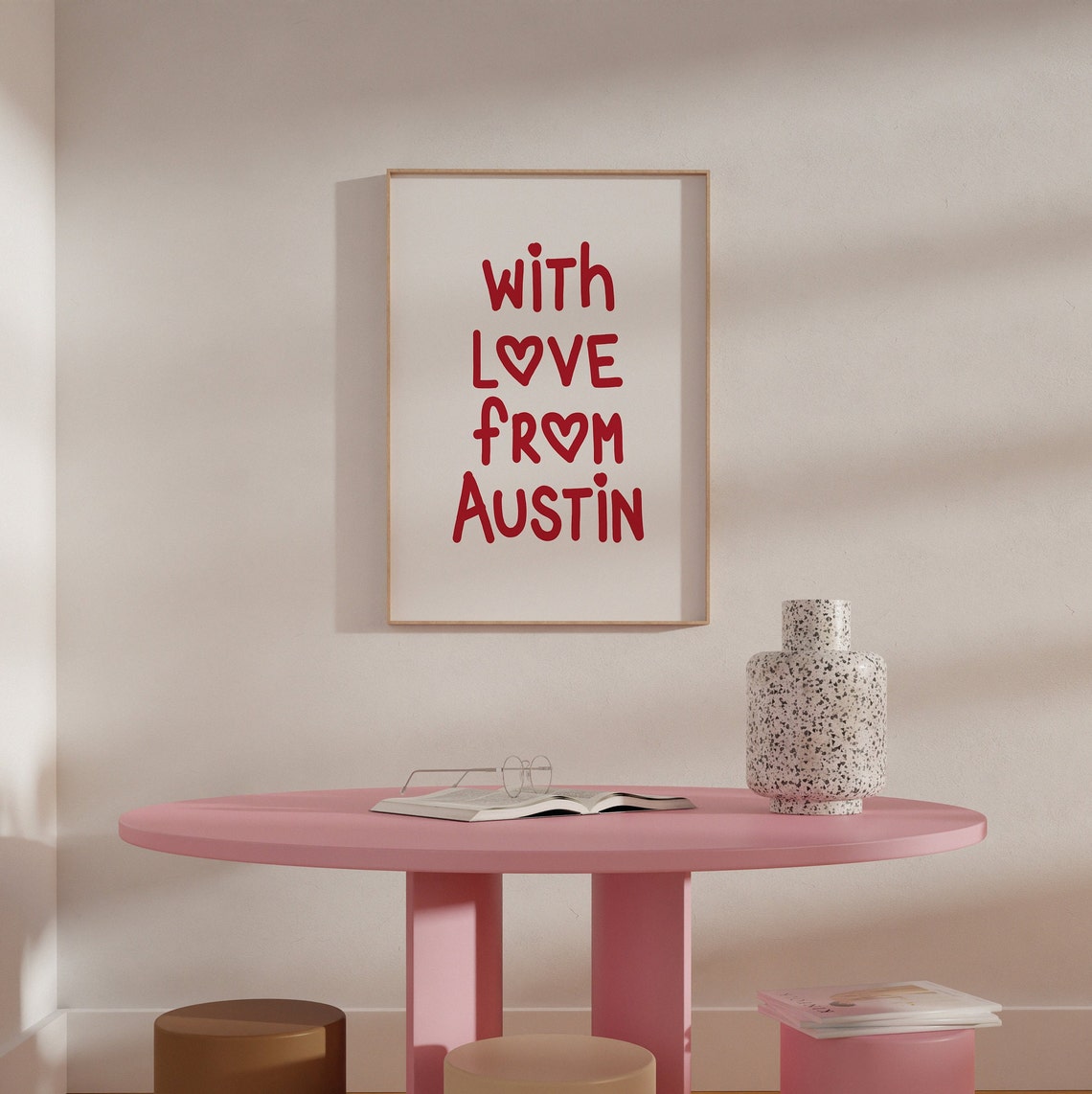 With Love From Austin Red Hand Lettered Typography City Pride Poster - Image 4