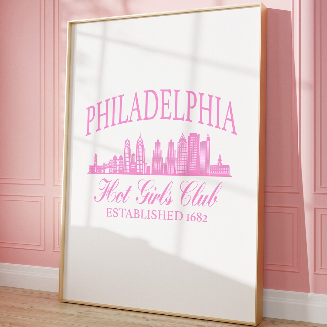 Philadelphia Hot Girls Club Est 1682 Pink Skyline City Poster - Image 2