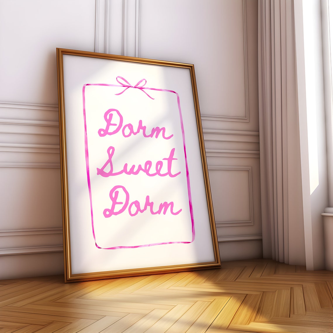 Dorm Sweet Dorm Pink Script Bow Girly College Room Decor Poster - Image 2