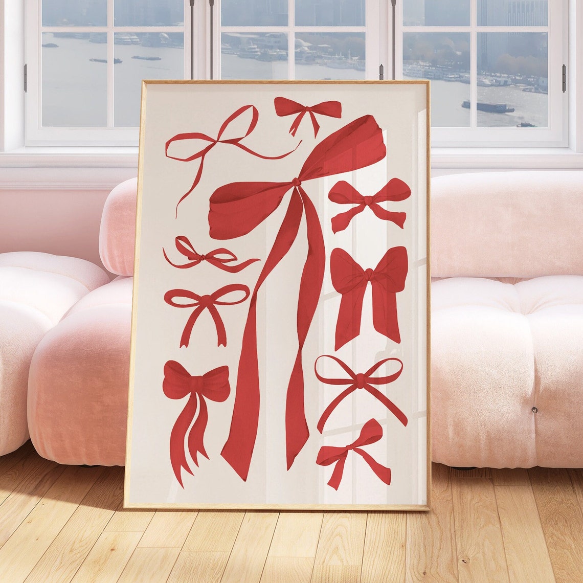 Red Bow Collection Balletcore Coquette Girl Bow Collage Poster - Image 4