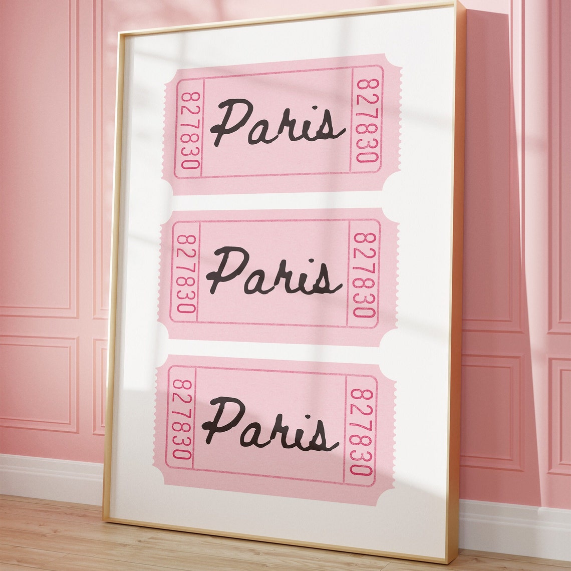 Paris Pink Ticket Stubs Retro Cinema Travel Typography Wall Art - Image 3