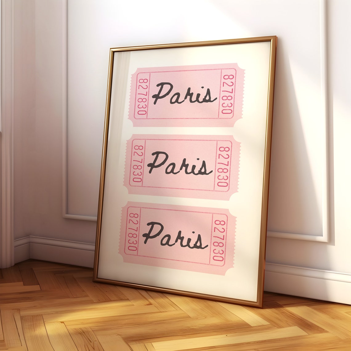 Paris Pink Ticket Stubs Retro Cinema Travel Typography Wall Art - Image 4