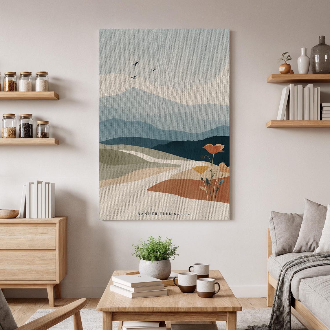 Minimal Landscape Canvas Wall Art Modern Nature Abstract Mountain Print Serene Horizon Artwork Contemporary Home Decor