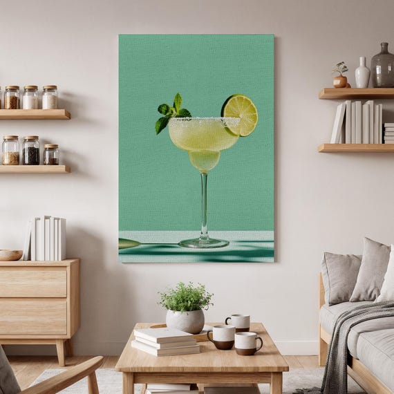 Margarita Cocktail Art Print, Modern Bar Artwork
