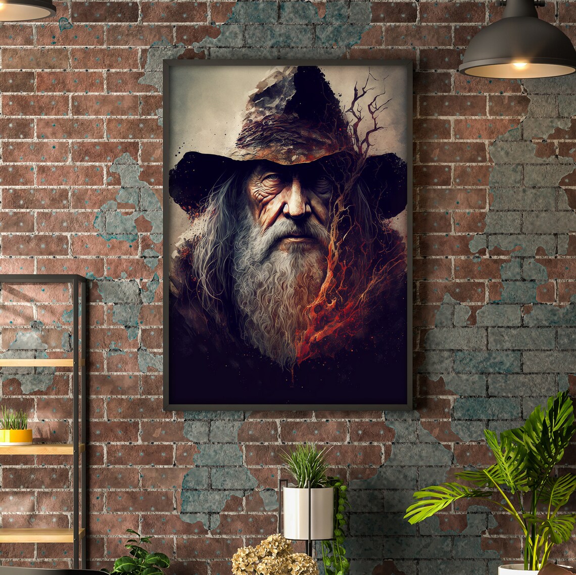 Gandalf Wizard Portrait Fiery Red Digital Painting Movie Poster - Image 2