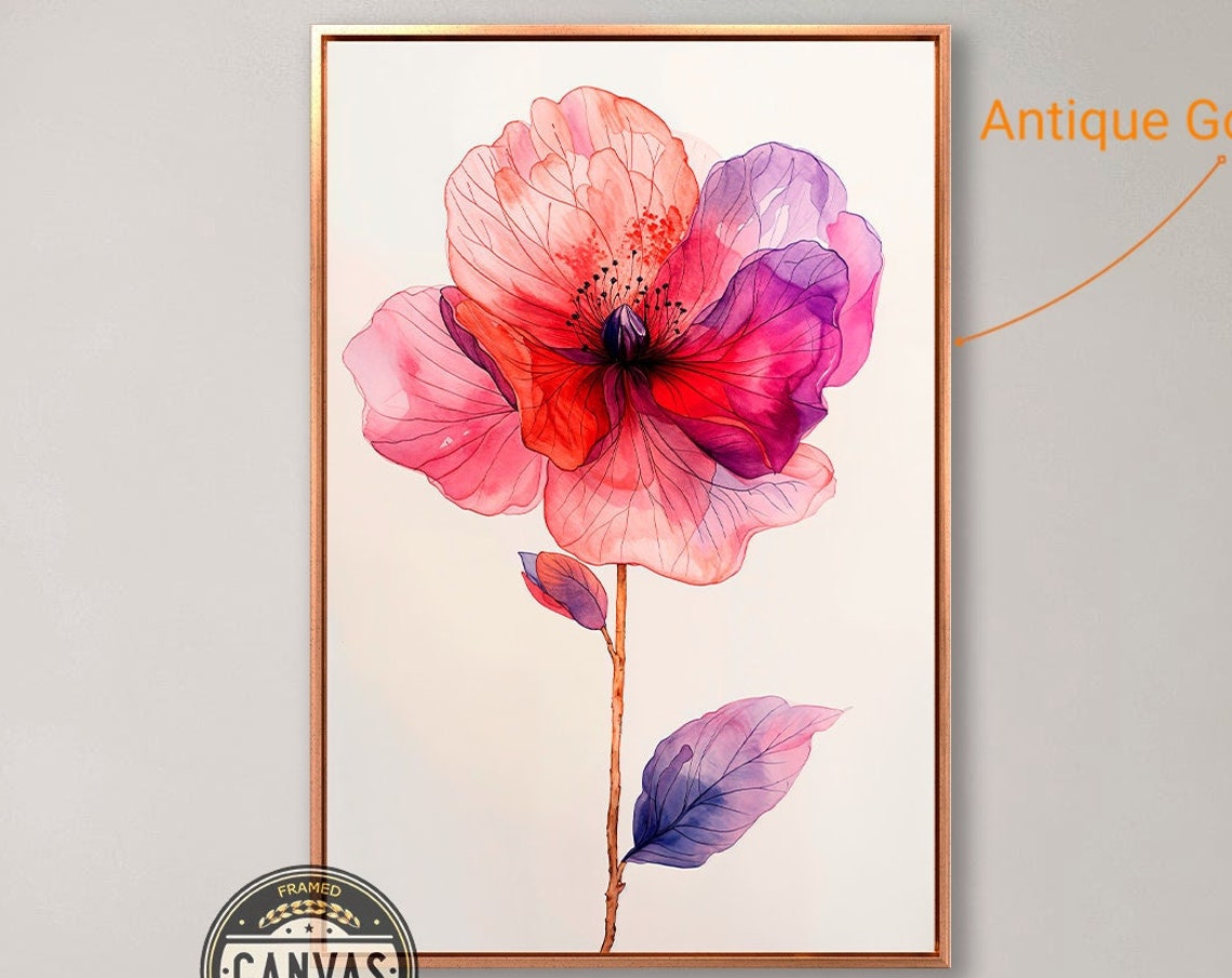 Pink Purple Translucent Flower Watercolor Elegant Bloom Poster