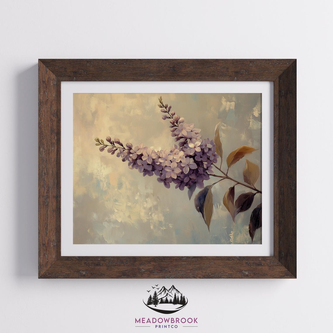 Autumn Lilac Sprig In Pastel Tones Fall Floral Botanical Wall Art - Image 2