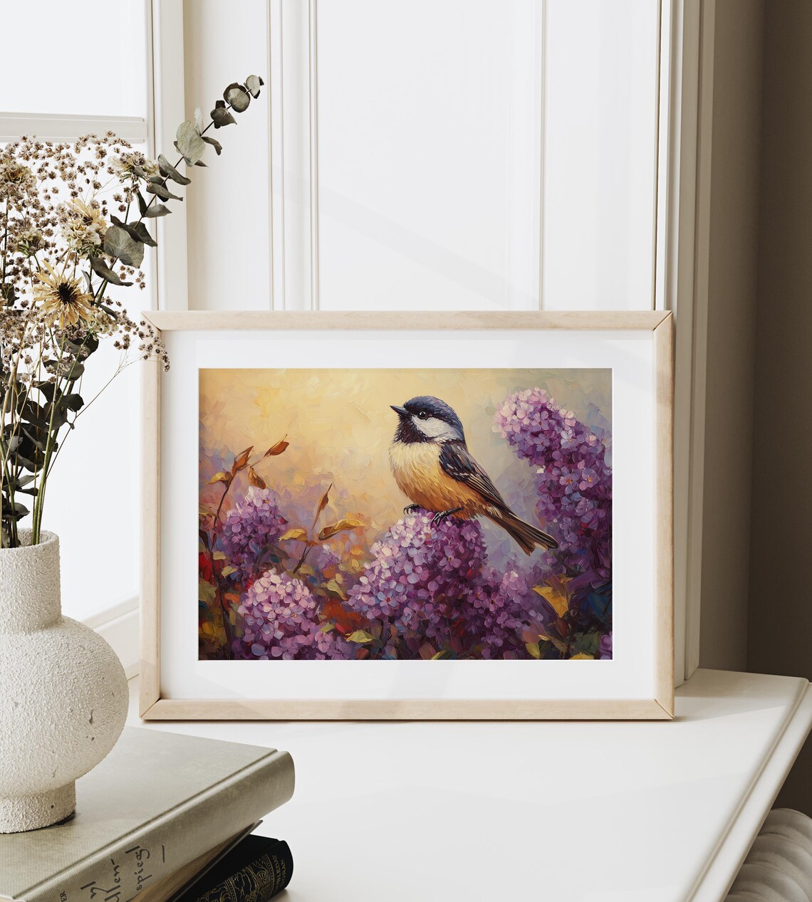 Chickadee Painting, Rustic Cottagecore Bird Art Print - Image 3